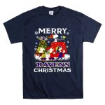 Baltimore Ravens Snoopy Merry Christmas Peanuts Lucy Linus Woodstock T Shirt 7