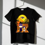 Baltimore Ravens Snoopy and Charlie Brown Halloween Moon Pumpkin Scene 1 T Shirt