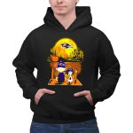 Baltimore Ravens Snoopy and Charlie Brown Halloween Moon Pumpkin Scene 2 Hoodie