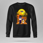 Baltimore Ravens Snoopy and Charlie Brown Halloween Moon Pumpkin Scene 9 Sweatshirt