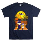 Baltimore Ravens Snoopy and Charlie Brown Halloween Moon Pumpkin Scene T Shirt 7