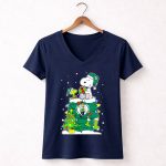 Boston Celtics Christmas Tree Snoopy And Woodstock Fan Favorite 5 Womens V Neck