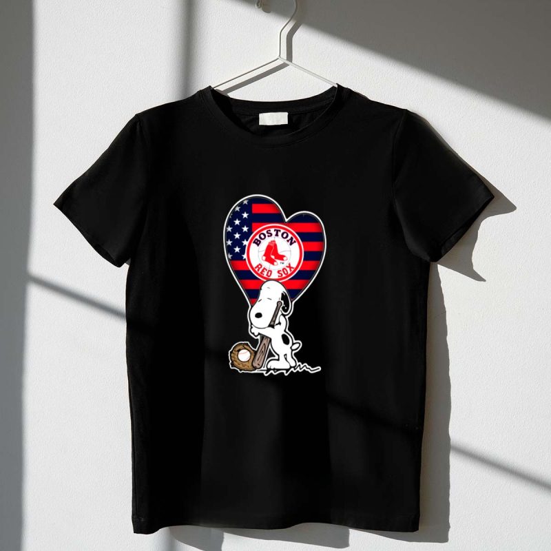 Boston Red Sox Snoopy Baseball With Flag American 1 T Shirt