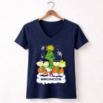 Broncos Christmas Snoopy and Peanuts Characters Holiday 5 Womens V Neck