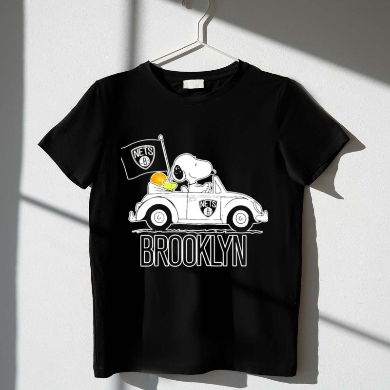 Brooklyn Nets Snoopy Driving Car With Basketball And Flag 1 T Shirt