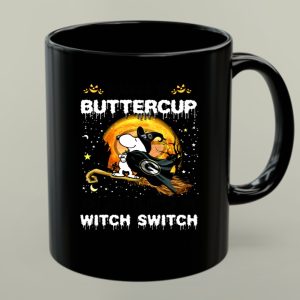 Buckle Up Buttercup Green Bay Packers Snoopy Witch Switch 1 mug.jpg