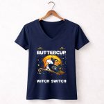 Buckle Up Buttercup Green Bay Packers Snoopy Witch Switch 5 Womens V Neck