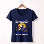 Buckle Up Buttercup Los Angeles Rams Snoopy Witch Switch Halloween 5 Womens V Neck