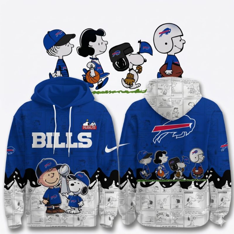 Buffalo Bills Peanuts Snoopy Charlie Browns Super Bowl All Over Print Hoodie 1.Jpg
