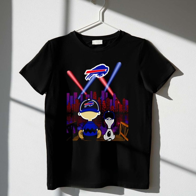 Buffalo Bills Skyline With Snoopy And Charlie Brown On A Pier 1 T Shirt 1.Jpg