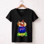 Buffalo Bills Snoopy Halloween Witch Reading Books 7 Womens V Neck.jpg