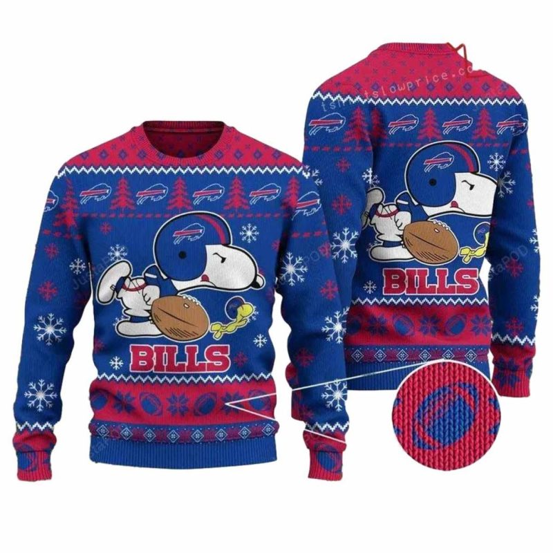 Buffalo Bills Snoopy Snowfall Ugly Sweater 1.Jpg