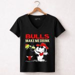 Bulls Make Me Drink Snoopy Chicago Bulls Fans 6 Womens V Neck
