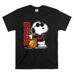 Bulls Snoopy With Basketball And Chicago Bulls Red T Shirt 6