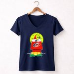 Carolina Hurricanes Snoopy Halloween Peanuts Woodstock Pumpkins Moon 5 Womens V Neck.jpg