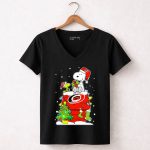 Carolina Hurricanes Snoopy Woodstock Christmas Celebration 7 Womens V Neck.jpg