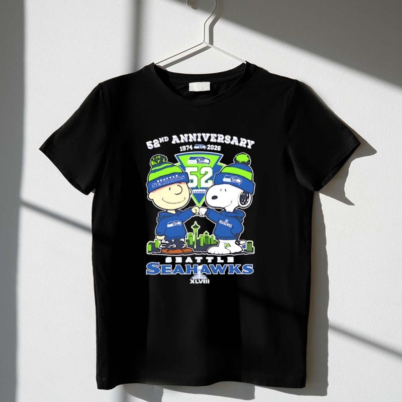 Charlie Brown And Snoopy 52Nd Anniversary 1974 2026 Seattle Seahawks 1 T Shirt 1.Jpg