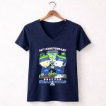 Charlie Brown And Snoopy 52nd Anniversary 1974 2026 Seattle Seahawks 5 Womens V Neck 1.jpg