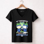Charlie Brown And Snoopy 52nd Anniversary 1974 2026 Seattle Seahawks 7 Womens V Neck 1.jpg
