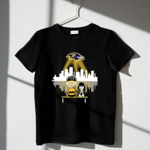 Charlie Brown And Snoopy Dog Watching City Baltimore Ravens 1 T Shirt