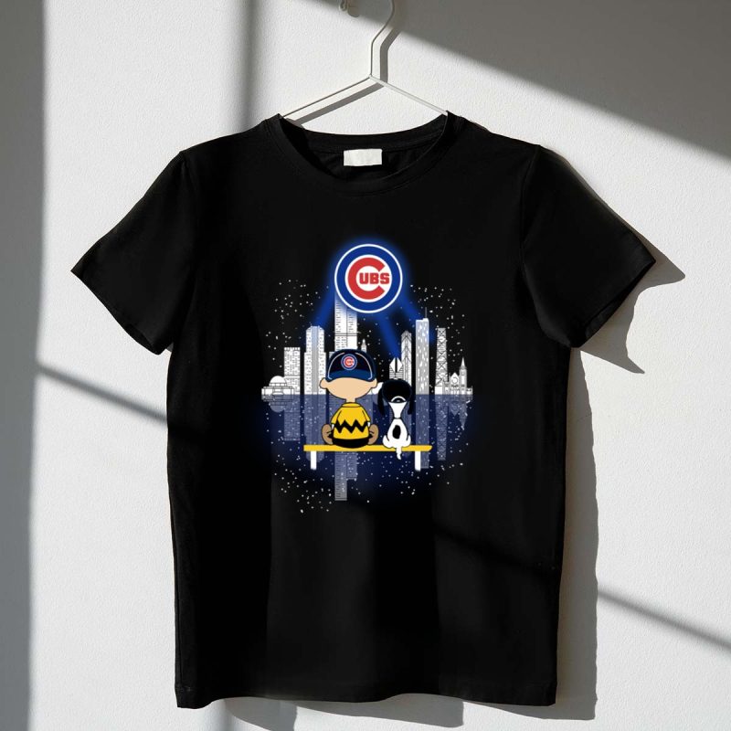 Charlie Brown And Snoopy Dog Watching City Chicago Cubs 1 T Shirt