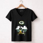 Charlie Brown And Snoopy Dog Watching City Green Bay Packers 7 Womens V Neck