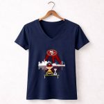 Charlie Brown And Snoopy Dog Watching City San Francisco 49ers 5 Womens V Neck