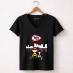 Charlie Brown And Snoopy Dog Watching Kansas City Chiefs 7 Womens V Neck