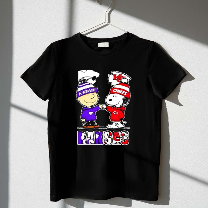 Charlie Brown And Snoopy Kansas Wildcats And Chiefs 1 T Shirt
