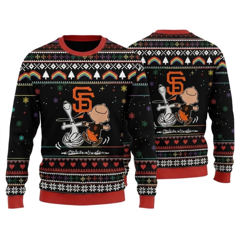 Charlie Brown And Snoopy Sf Giants Dancing Ugly Sweater 1.Jpg