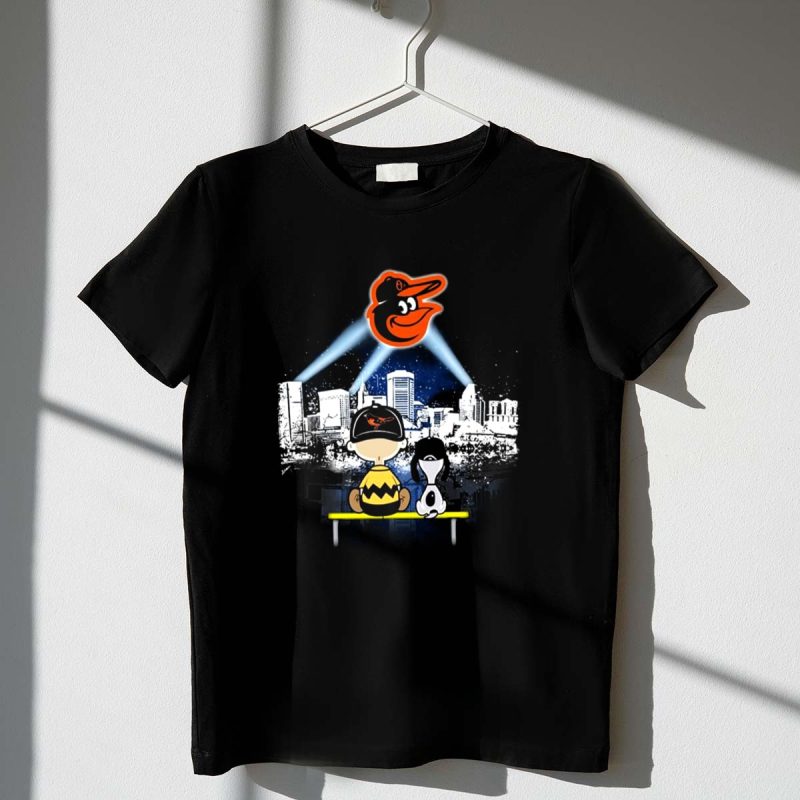 Charlie Brown And Snoopy Watching City Baltimore Orioles 1 T Shirt