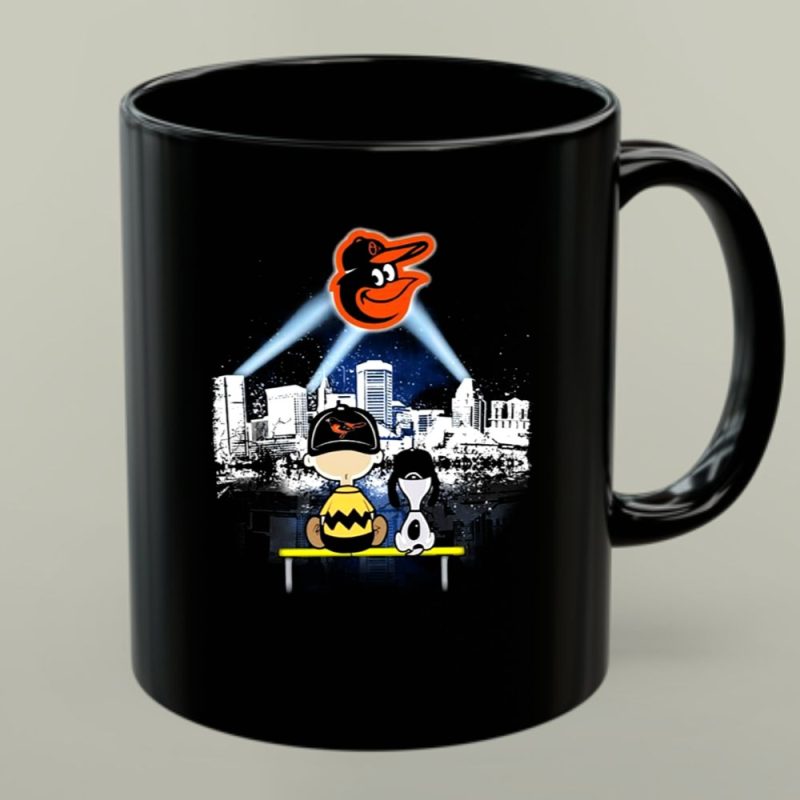 Charlie Brown And Snoopy Watching City Baltimore Orioles 1 Mug.jpg