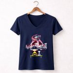 Charlie Brown And Snoopy Watching City Columbus Blue Jackets 5 Womens V Neck.jpg