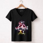Charlie Brown And Snoopy Watching City Columbus Blue Jackets 7 Womens V Neck.jpg