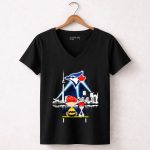 Charlie Brown And Snoopy Watching City Toronto Blue Jays 7 Womens V Neck.jpg