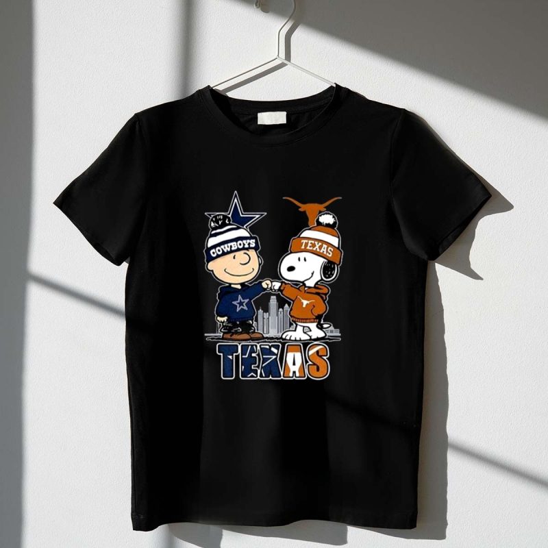 Charlie Brown Dallas Cowboys Touch Hand Snoopy Texas Longhorns Skyline 1 T Shirt