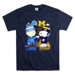 Charlie Brown Detroit Lions vs Snoopy Michigan Wolverines city skyline T Shirt 7.jpg