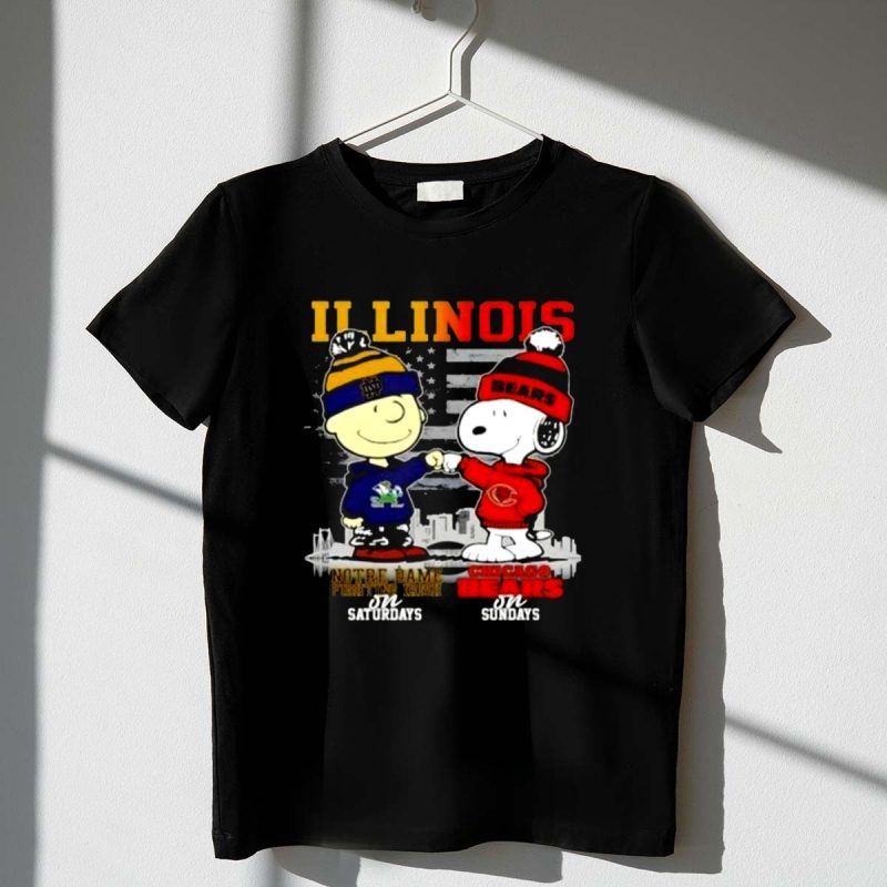 Charlie Brown Fighting Irish On Saturdays X Snoopy Bears On Sundays Skyline 1 T Shirt