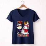 Charlie Brown Fist Bump Snoopy Chicago Bears And Chicago Blackhawks 5 Womens V Neck