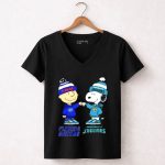 Charlie Brown Fist Bump Snoopy Florida Gators X Jacksonville Jaguars 7 Womens V Neck.jpg