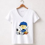 Charlie Brown Hug Snoopy Champions 5 Womens V Neck.jpg