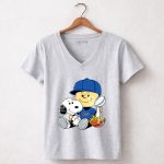 Charlie Brown Hug Snoopy Champions 7 Womens V Neck.jpg