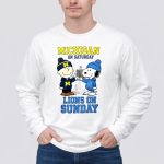 Charlie Brown Michigan Wolverines on Saturday and Snoopy Detroit Lions on Sunday 4 Long Sleeves.jpg