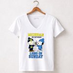 Charlie Brown Michigan Wolverines on Saturday and Snoopy Detroit Lions on Sunday 5 Womens V Neck.jpg
