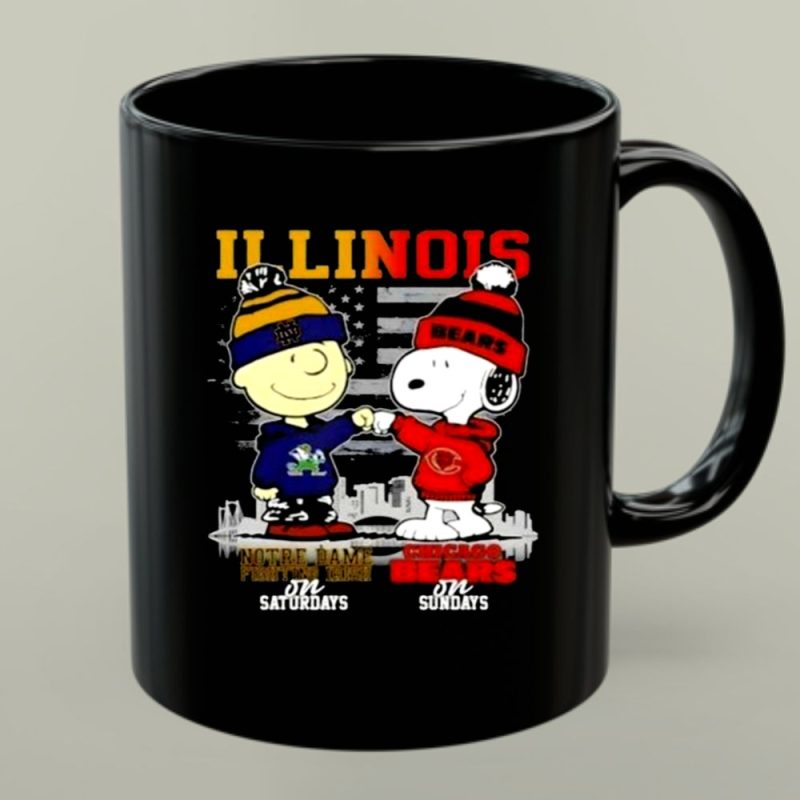 Charlie Brown Notre Dame Fighting Irish On Saturdays X Snoopy Chicago Bears On Sundays Skyline 1 Mug.jpg
