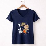 Charlie Brown Snoopy Anaheim Ducks Dance 5 Womens V Neck.jpg