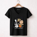 Charlie Brown Snoopy Anaheim Ducks Dance 7 Womens V Neck.jpg
