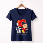 Charlie Brown Snoopy Calgary Flames Dance 5 Womens V Neck.jpg