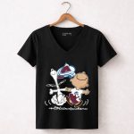 Charlie Brown Snoopy Colorado Avalanche Logo Dance 7 Womens V Neck.jpg