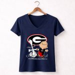 Charlie Brown Snoopy Georgia Bulldogs Dance 5 Womens V Neck.jpg